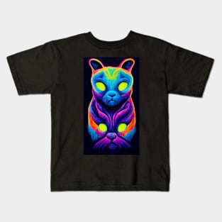 Trippy Psychedelic Cat Kids T-Shirt